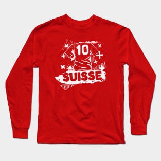 Vintage Swiss Football // Retro Grunge Switzerland Soccer Long Sleeve T-Shirt